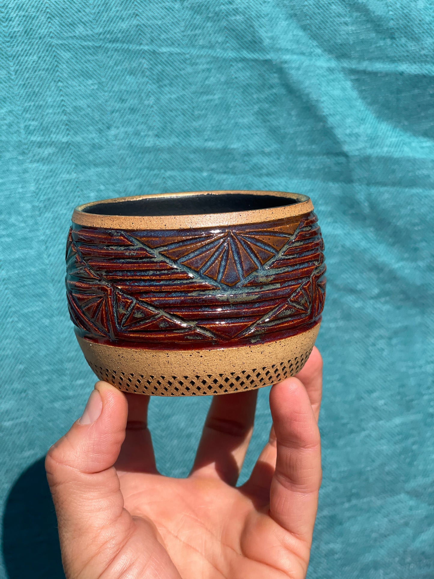 Carved Tumbler w/ 14k GOLD