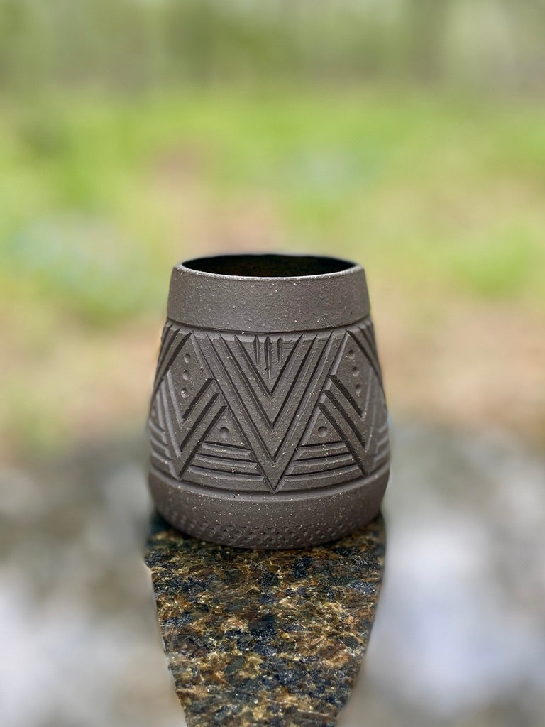 Carved Black Tumbler